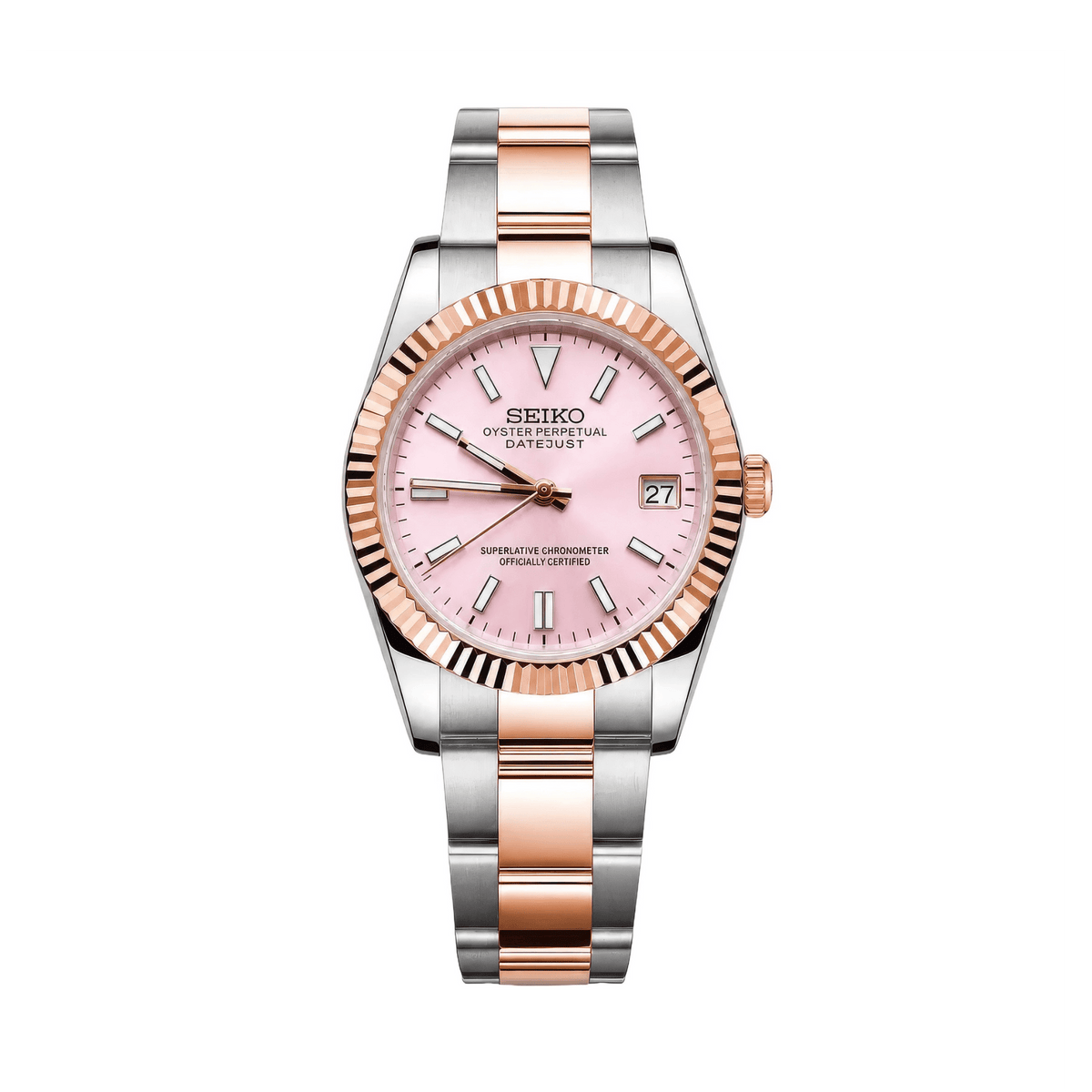 SEIKO MOD Datejust | Baby Pink Dial