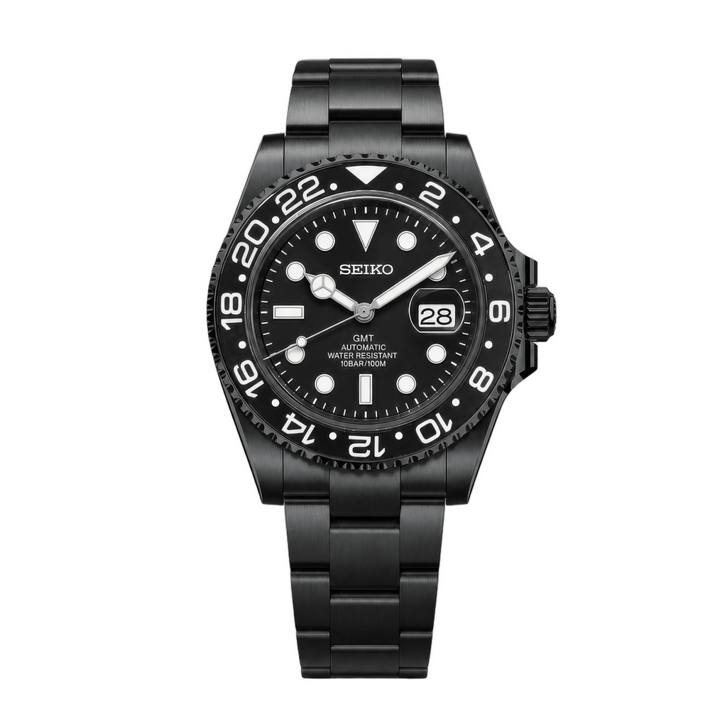 SEIKO MOD GMT | Triple Noir & Stealth Redstrike