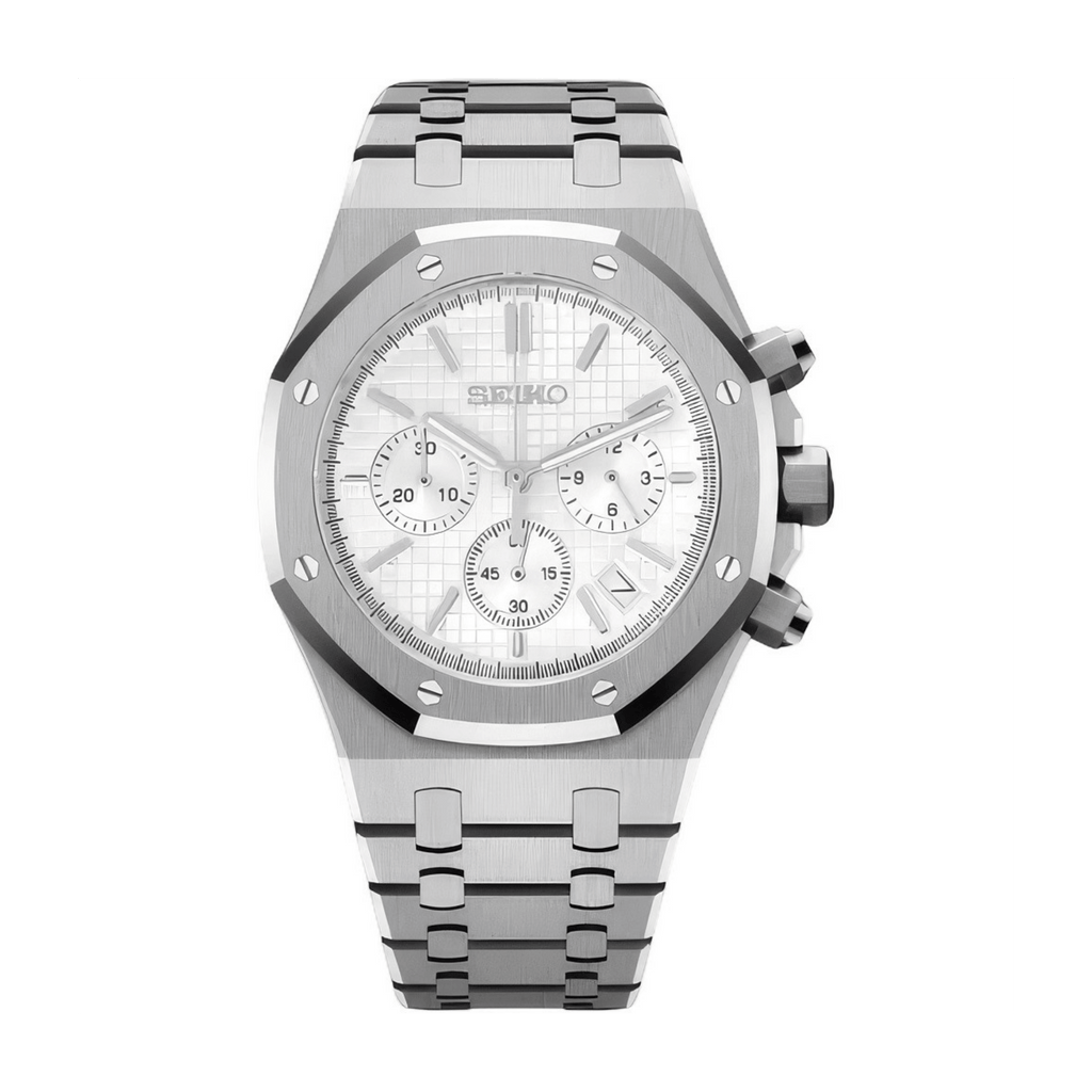 SEIKO MOD Royal Oak | Blanc Chronographe