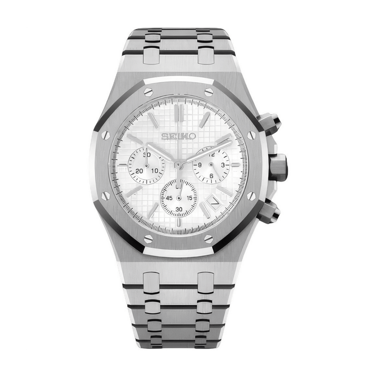 SEIKO MOD Royal Oak | Blanc Chronographe