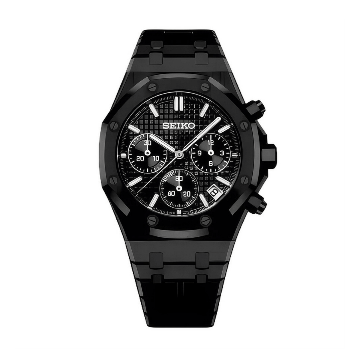 SEIKO MOD Royal Oak | Triple Noir Chronographe