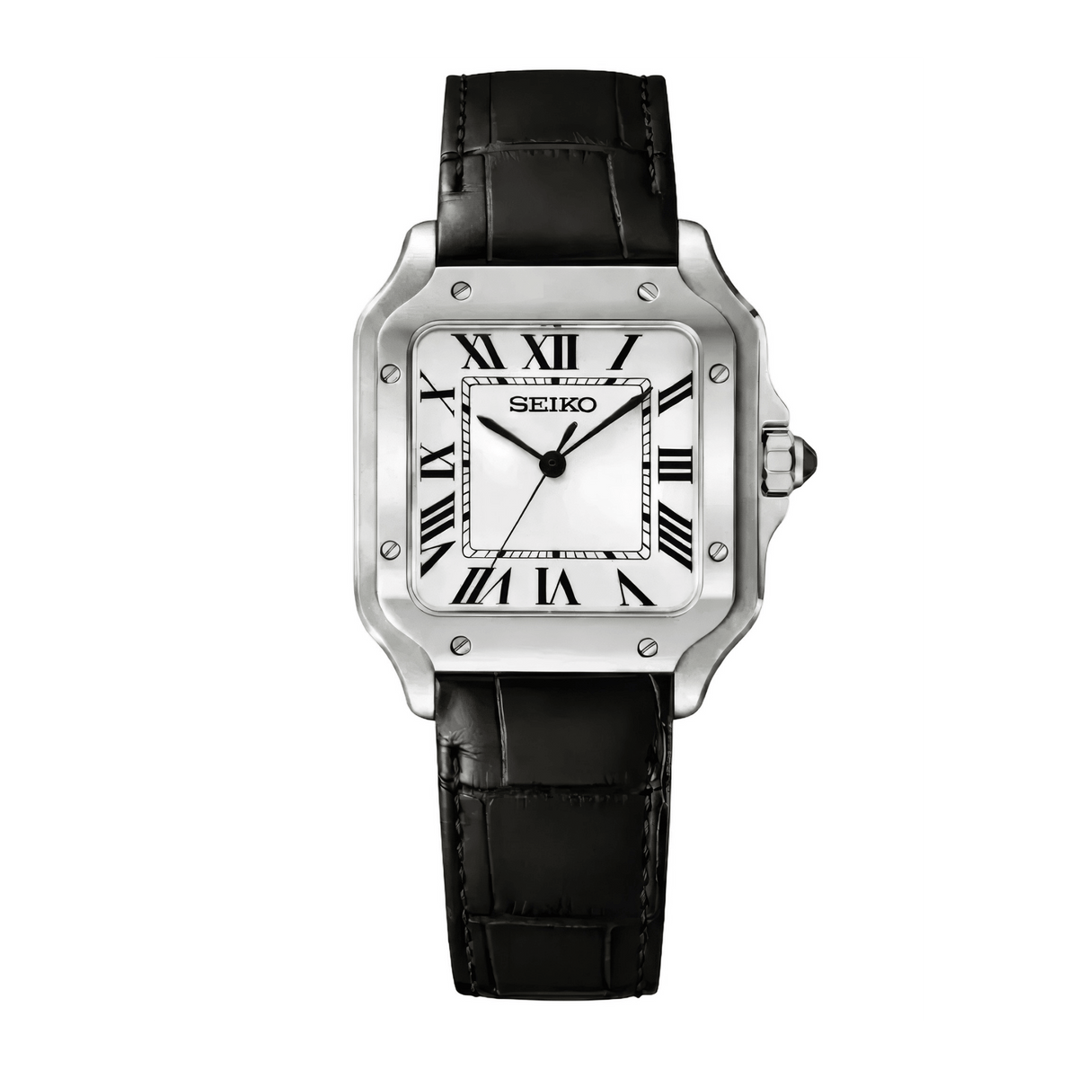SEIKO MOD Santos | Cuir Noir & Blanc
