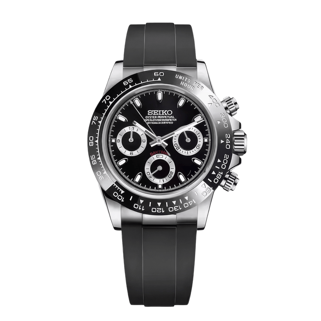 SEIKO MOD Daytona | Noir & Argent Oysterflex