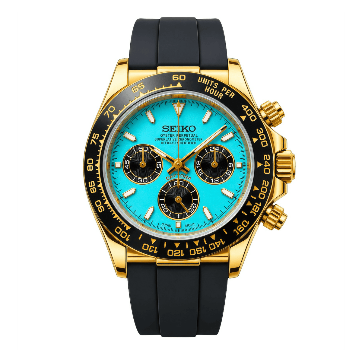 SEIKO MOD Daytona | Or & Bleu Tiffany Oysterflex