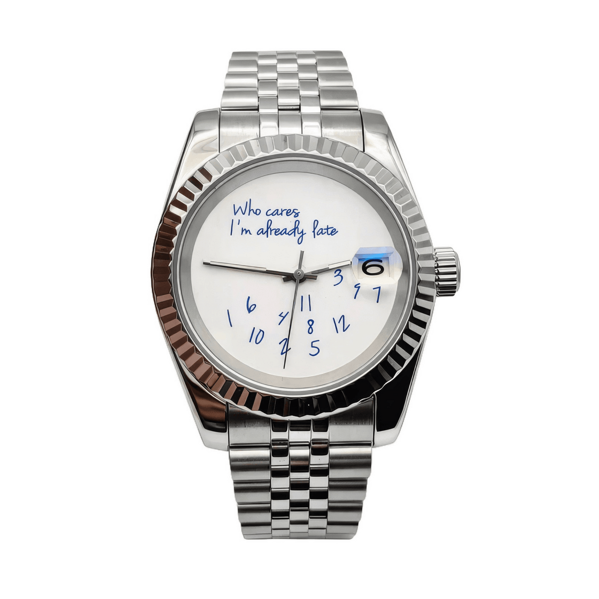 SEIKO MOD Datejust | Blanc – “Who Cares I’m Already Late”