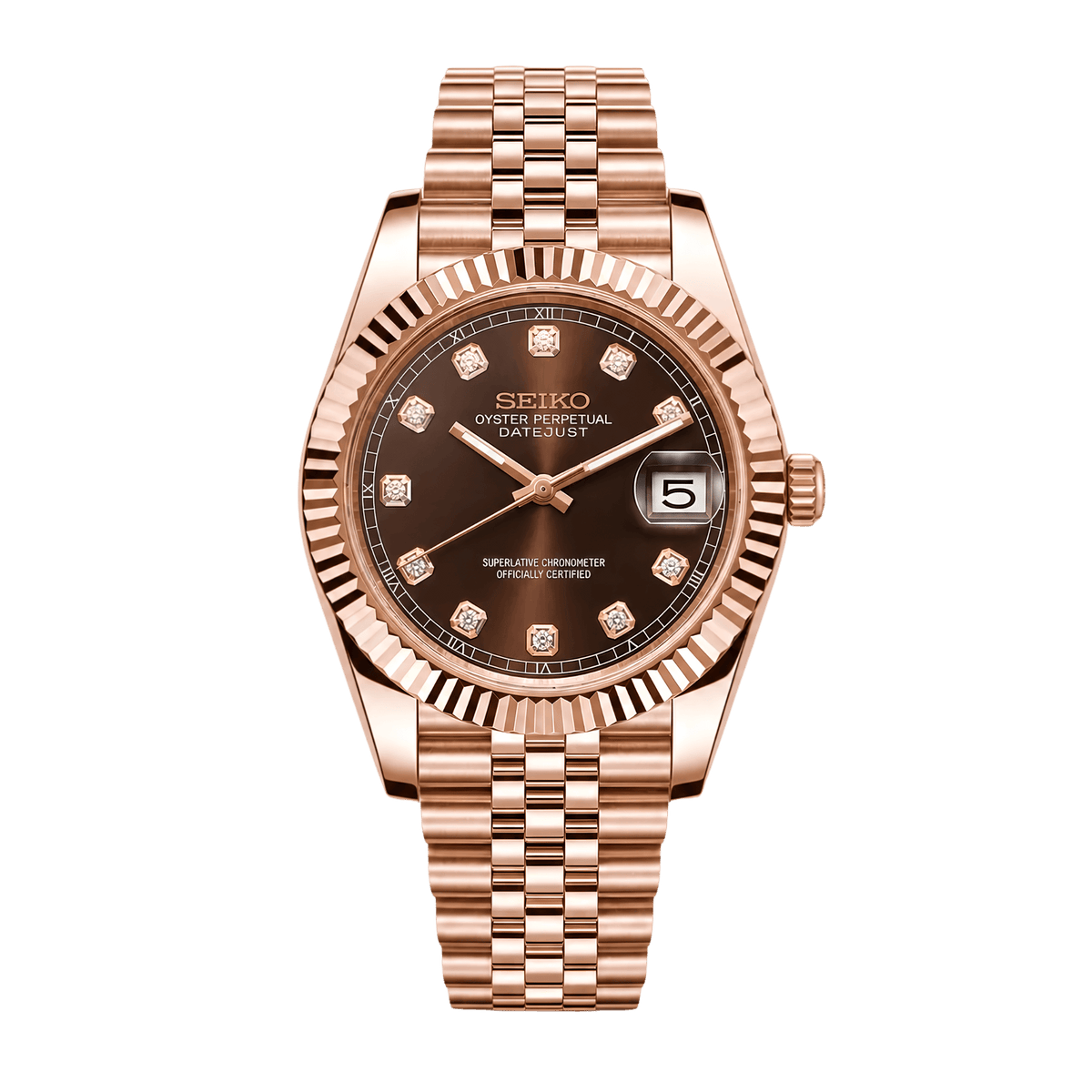 SEIKO MOD Datejust | Or Rose & Chocolat Diamant