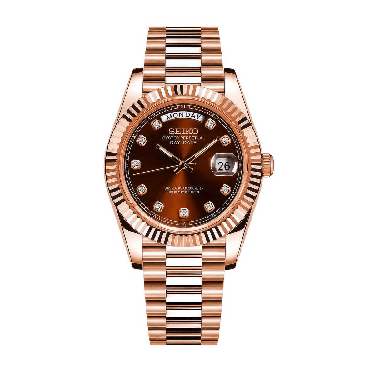 SEIKO MOD Day-Date | Or rose & Chocolat Diamant