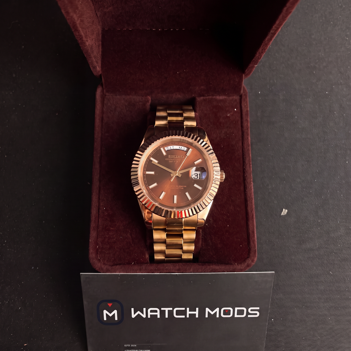 SEIKO MOD Day-Date | Or rose & Chocolat